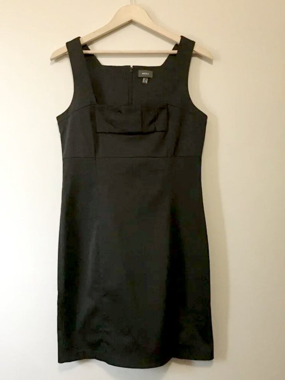 Mexx Cybergoth Square Neck High Waist Obi Black Cotton Blend Dress - UK 10